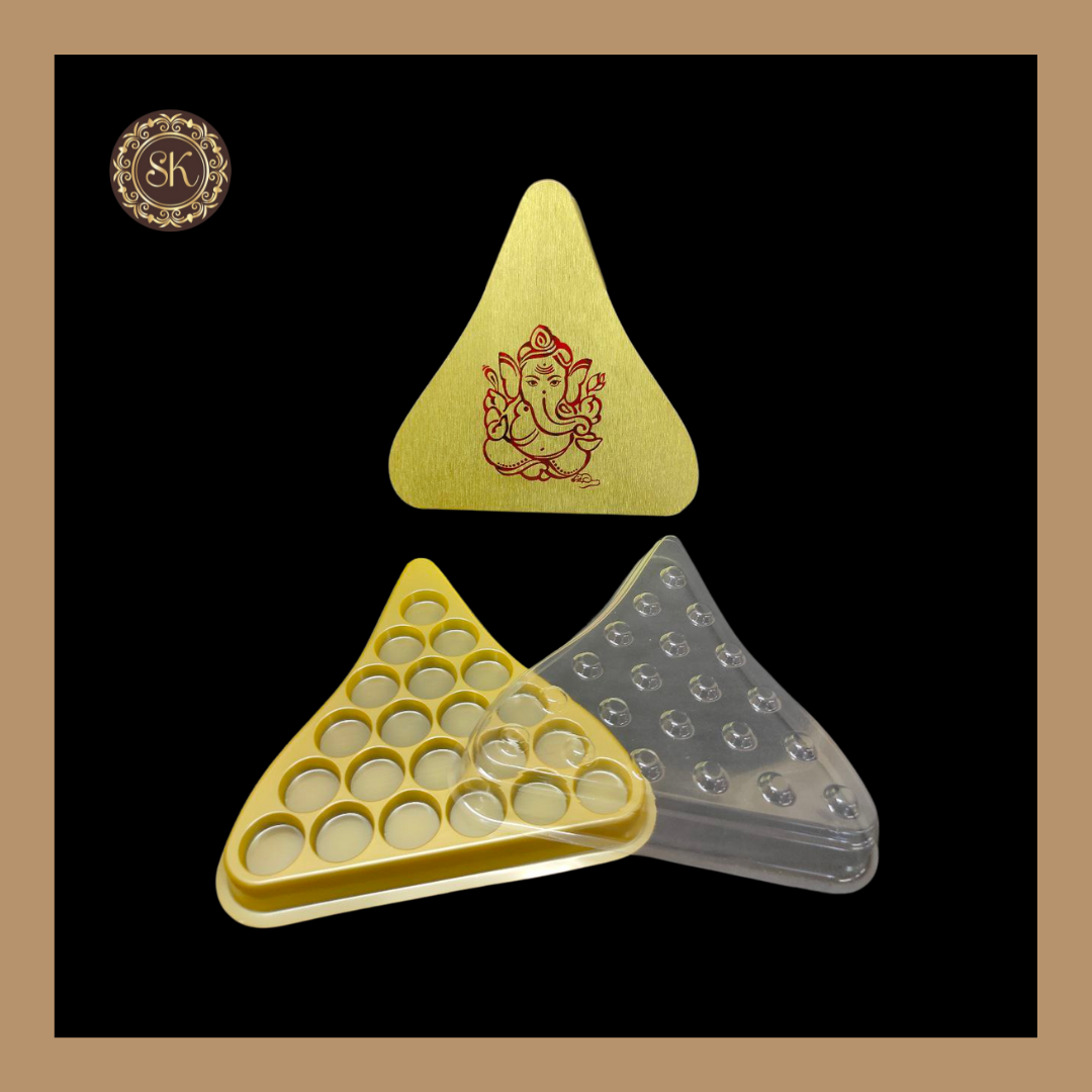 21 Cavity Gold Modak Box | Modak Shape Box | Modak Box Cavity Tray Wit ...