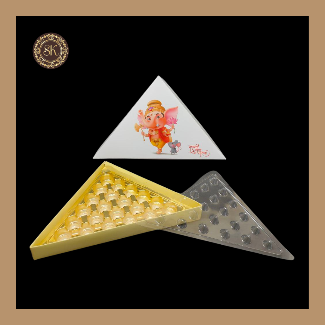 White 11 Cavity Ganpati Triangle Box | Modak Box with Lid | Triangle Shape Modak Box | Pack Of 5pcs & 10pcs Sweetkraft | Baking supplies