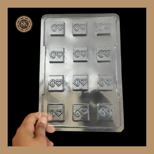 Plastic chocolate mould | Square Mould | Chocolate Heart Plastic Mould | Plastic molds  (PM-252) Sweetkraft | Baking supplies