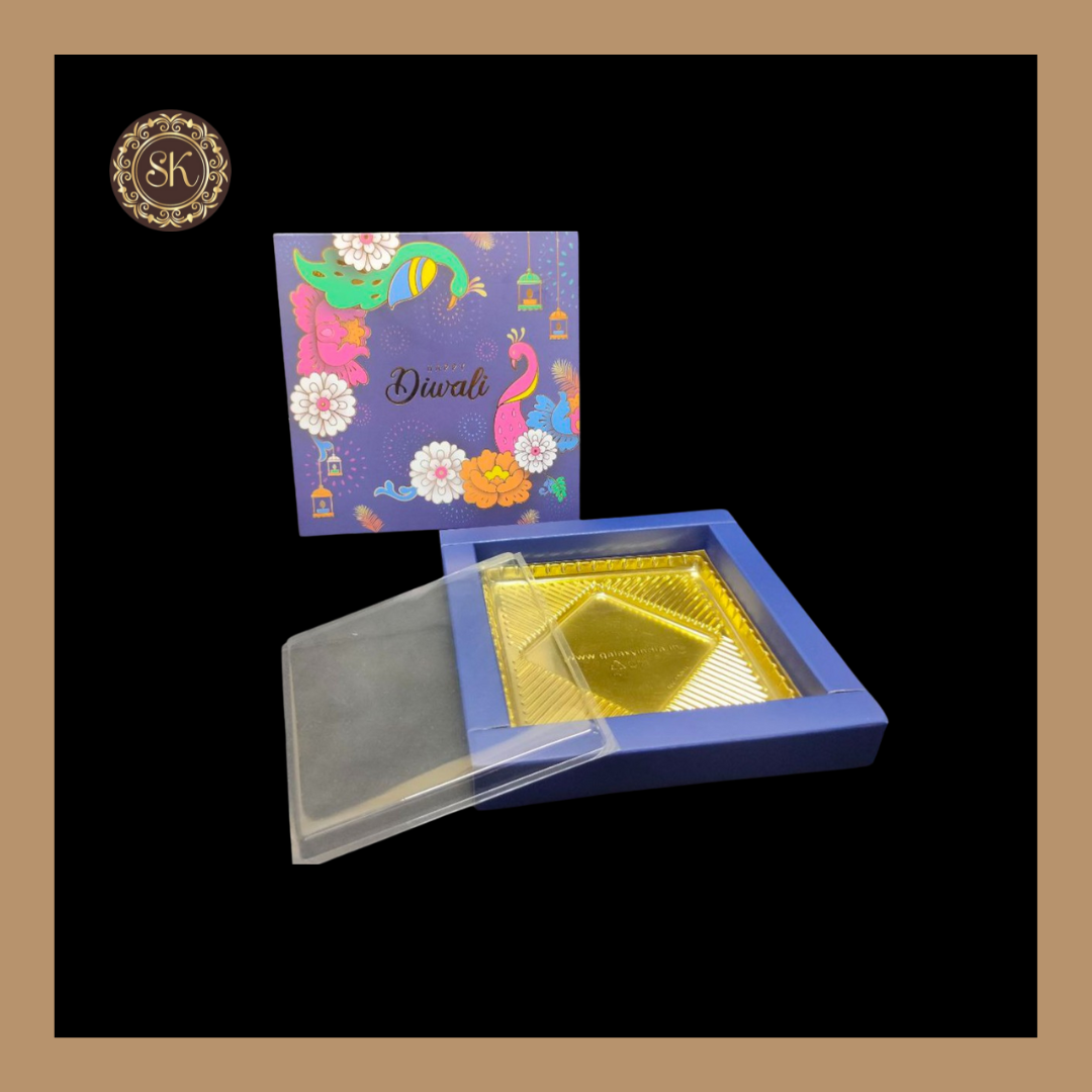 9 Combo Diwali Box | Golden Cavity | Chocolate Box | Gift Box | Mithai Box | Blue- (With Tray & Lid Cover) Sweetkraft | Baking supplies