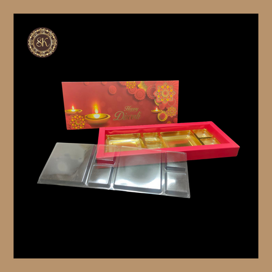 12 DC Diwali Box | Golden Cavity | Chocolate Box | Gift Box | Mithai Box | Red- (With Tray & Lid Cover) Sweetkraft | Baking supplies