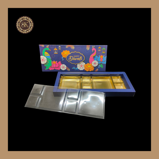 12 Cavity Diwali Box | Golden Cavity | Chocolate Box | Gift Box | Mithai Box | Blue- (With Cavity & Lid Cover) Sweetkraft | Baking supplies