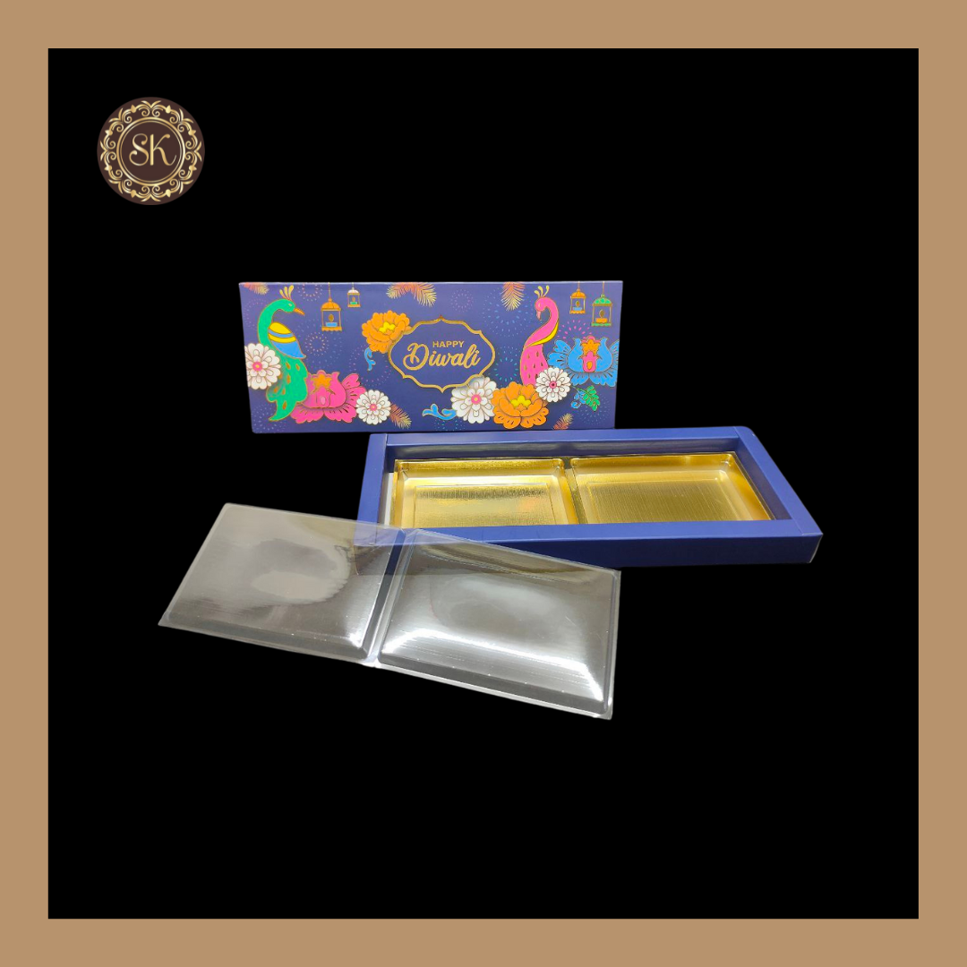 12 Partition Diwali Box | Golden Cavity | Chocolate Box | Gift Box | Mithai Box | Blue- (With Cavity & Lid Cover) Sweetkraft | Baking supplies