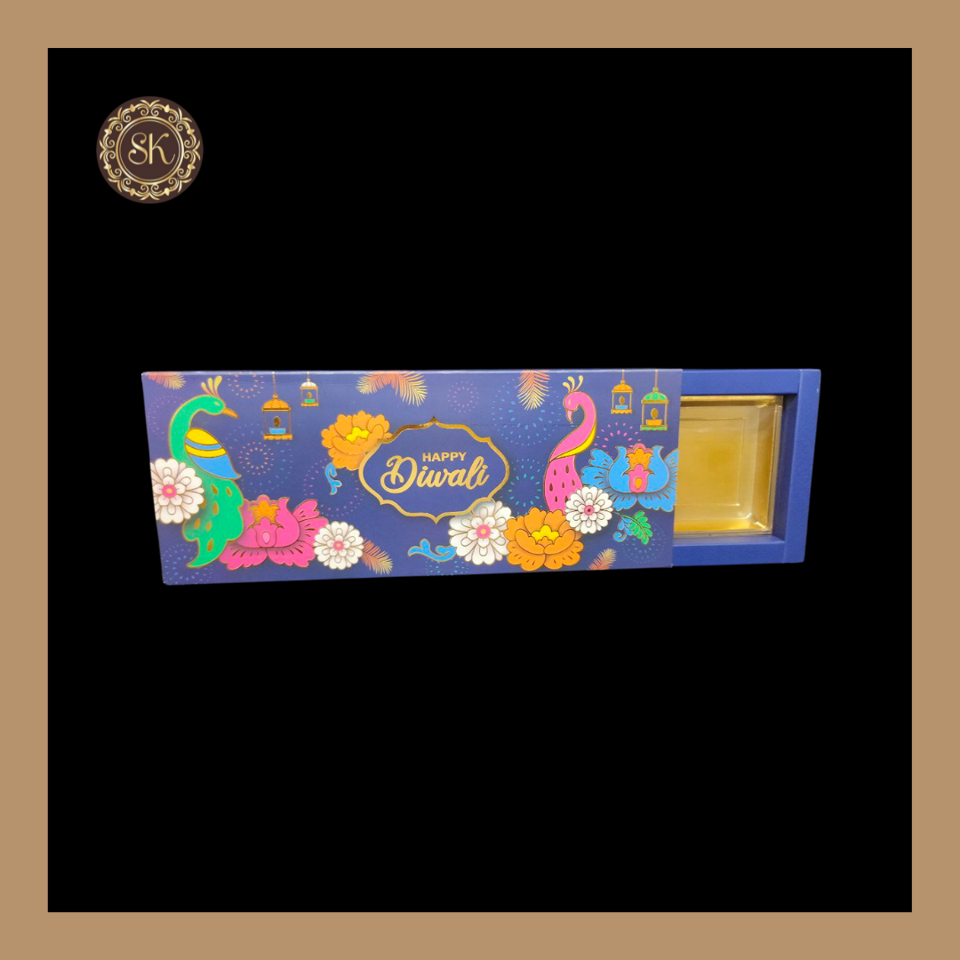 12 Partition Diwali Box | Golden Cavity | Chocolate Box | Gift Box | Mithai Box | Blue- (With Cavity & Lid Cover) Sweetkraft | Baking supplies