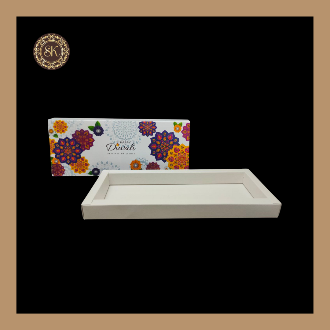 12 Partition Diwali Box | Golden Cavity | Chocolate Box | Gift Box | Mithai Box | White- (With Tray & Lid Cover) Sweetkraft | Baking supplies