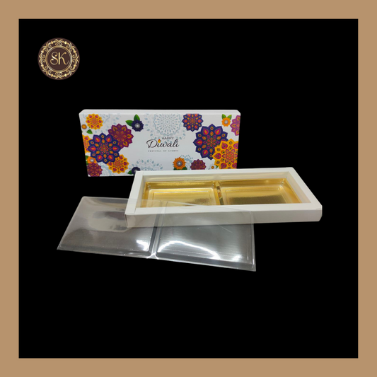 12 Partition Diwali Box | Golden Cavity | Chocolate Box | Gift Box | Mithai Box | White- (With Tray & Lid Cover) Sweetkraft | Baking supplies