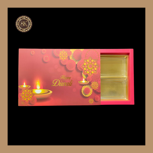 24 Pataka Diwali Box | Golden Cavity | Chocolate Box | Gift Box | Mithai Box | Red- (With Tray & Lid Cover) Sweetkraft | Baking supplies