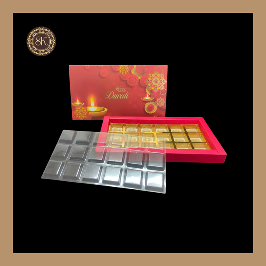 18 Cavity Diwali Box | Golden Cavity | Chocolate Box | Gift Box | Mithai Box | Red-(With Cavity & Lid Cover) Sweetkraft | Baking supplies