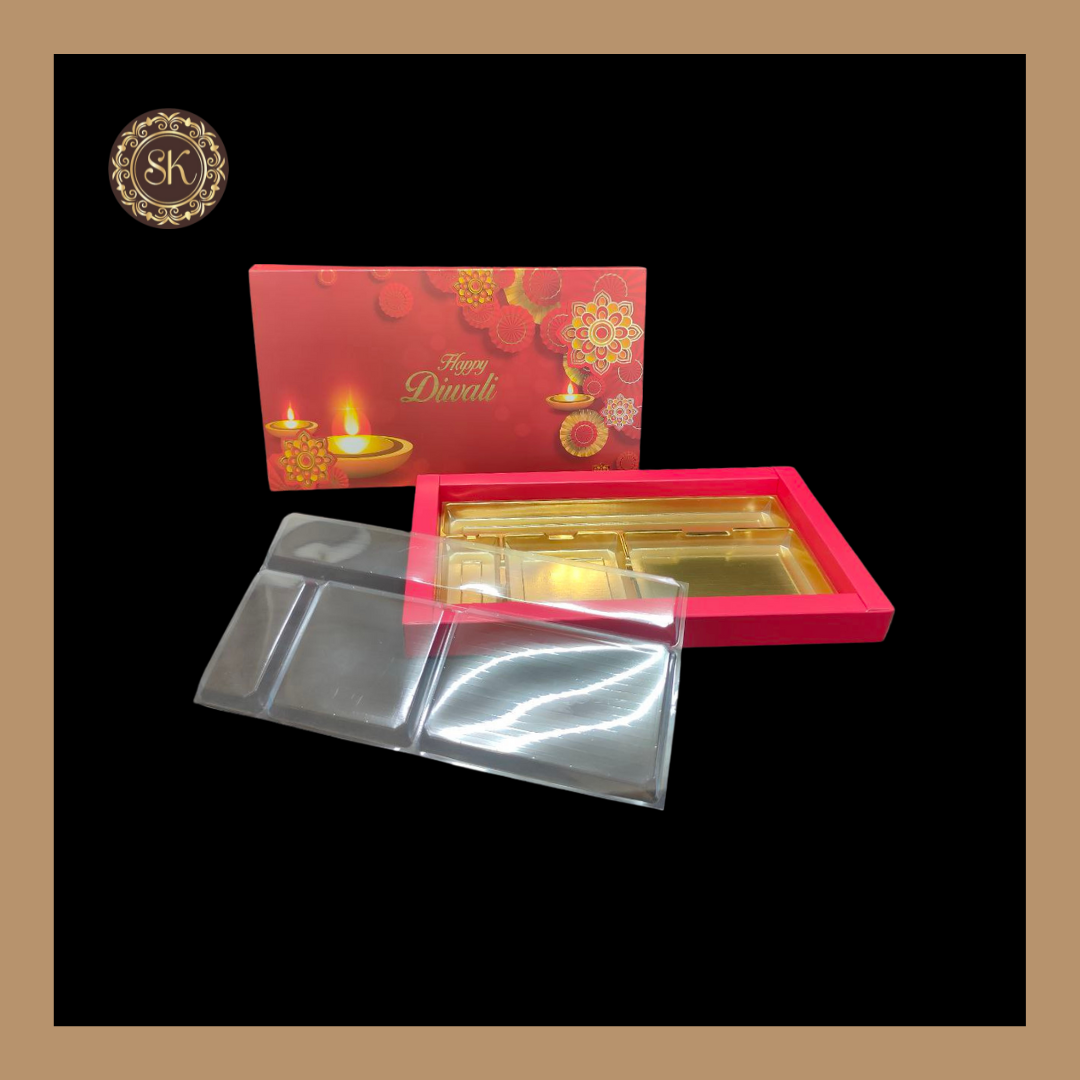 18 Cavity Diwali Box | Golden Cavity | Chocolate Box | Gift Box | Mithai Box | Red-(With Tray & Lid Cover) Sweetkraft | Baking supplies