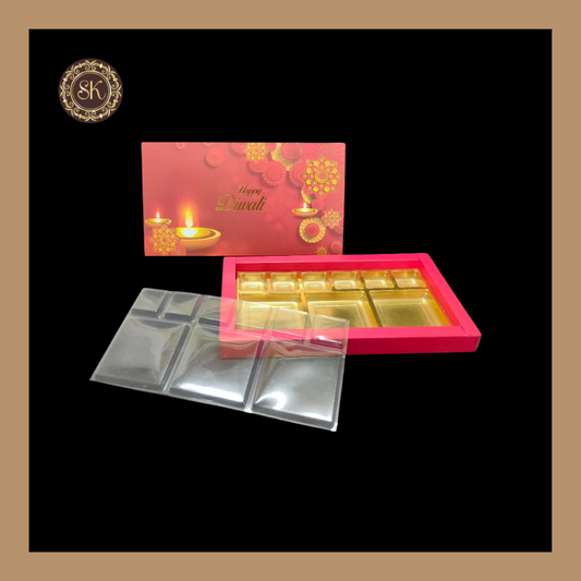 18 DC Diwali Box | Golden Cavity | Chocolate Box | Gift Box | Mithai Box | Red-(With Tray & Lid Cover) Sweetkraft | Baking supplies