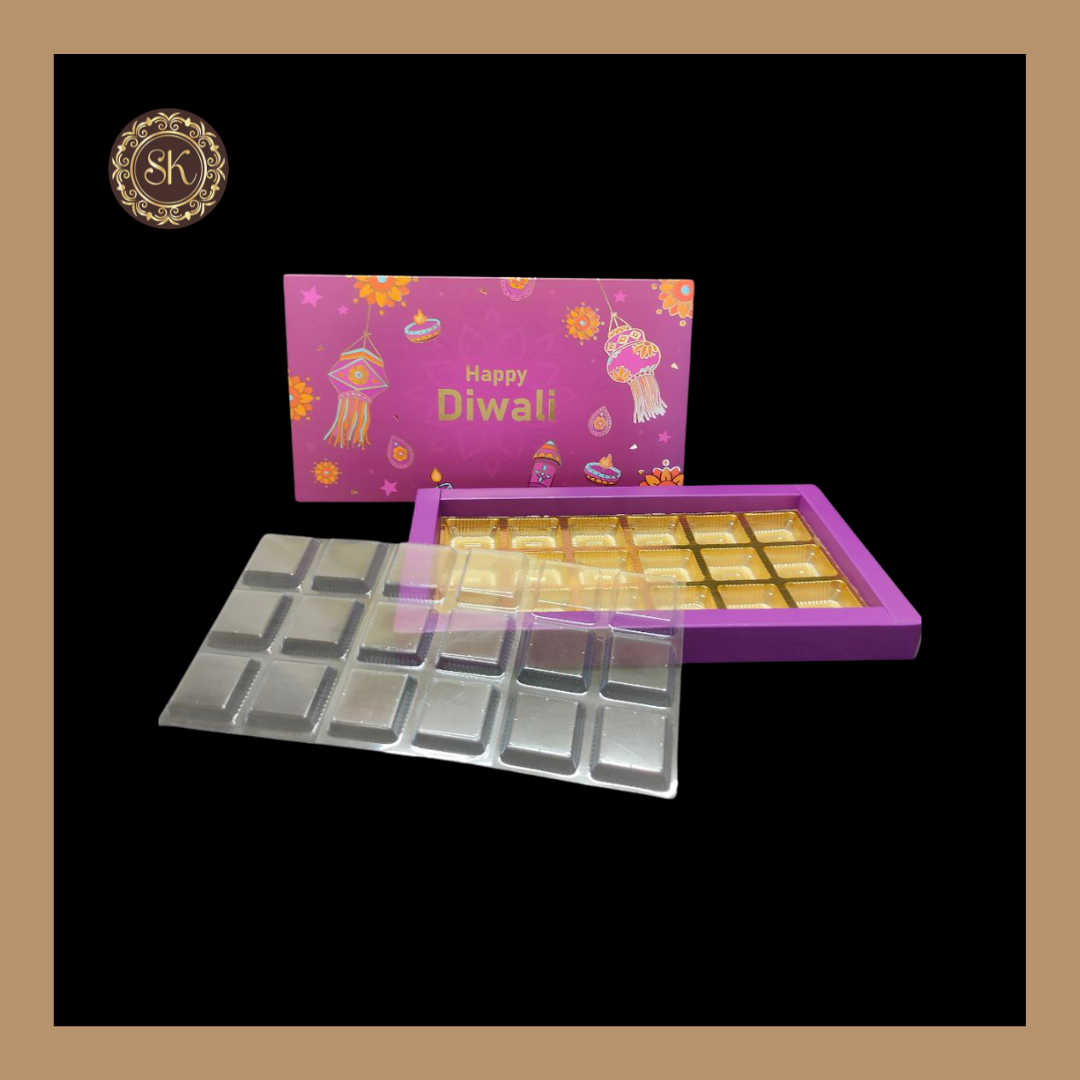 18 Cavity Diwali Box | Golden Cavity | Chocolate Box | Gift Box | Mithai Box | Purple - (With Cavity &amp; Lid Cover) Sweetkraft | Baking supplies