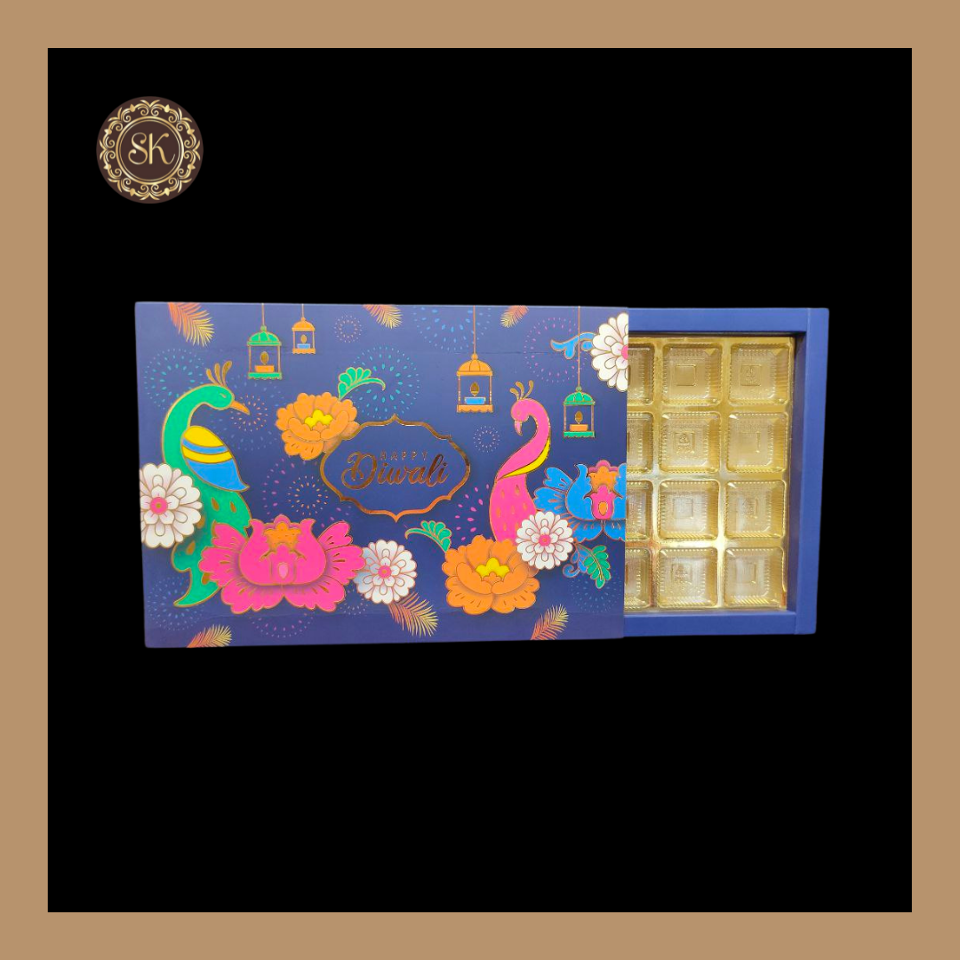 24 Cavity Diwali Box | Golden Cavity | Chocolate Box | Gift Box | Mithai Box | Blue- (With Cavity & Lid Cover) Sweetkraft | Baking supplies