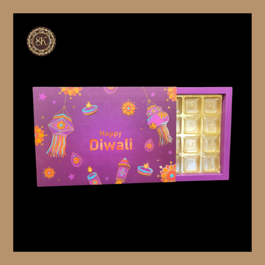 24 Cavity Diwali Box | Golden Cavity | Chocolate Box | Gift Box | Mithai Box | Purple- (With Cavity & Lid Cover) Sweetkraft | Baking supplies