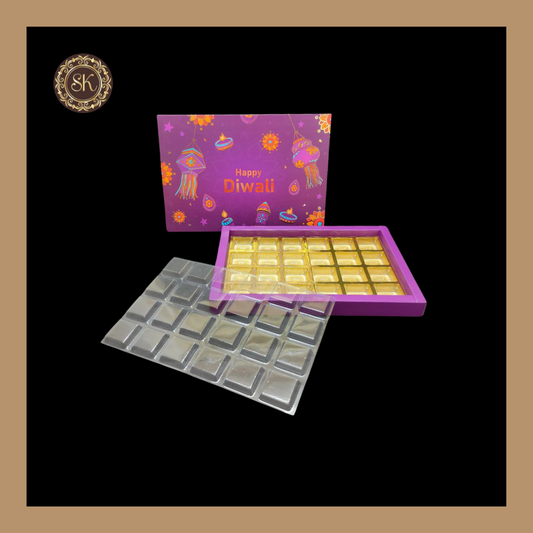 24 Cavity Diwali Box | Golden Cavity | Chocolate Box | Gift Box | Mithai Box | Purple- (With Cavity & Lid Cover) Sweetkraft | Baking supplies