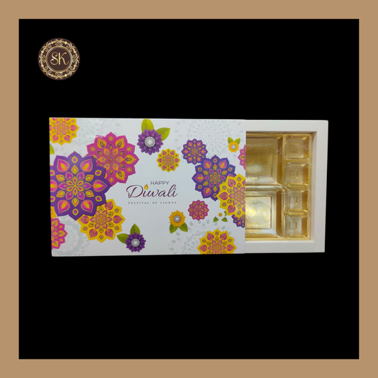 24 DC Diwali Box | Golden Cavity | Chocolate Box | Gift Box | Mithai Box | White-(With Tray & Lid Cover) Sweetkraft | Baking supplies