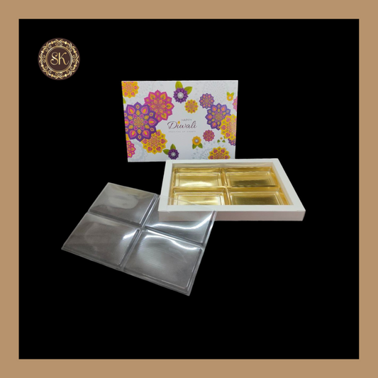 24 Cavity Diwali Box | Golden Cavity | Chocolate Box | Gift Box | Mithai Box | White- (With Tray & Lid Cover) Sweetkraft | Baking supplies