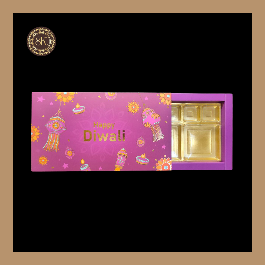 18 Cavity Diwali Box | Golden Cavity | Chocolate Box | Gift Box | Mithai Box | Purple - (With Tray & Lid Cover) Sweetkraft | Baking supplies