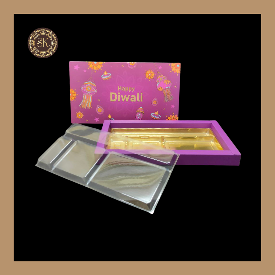 18 Pataka Diwali Box | Golden Cavity | Chocolate Box | Gift Box | Mithai Box | Purple - (With Tray & Lid Cover) Sweetkraft | Baking supplies