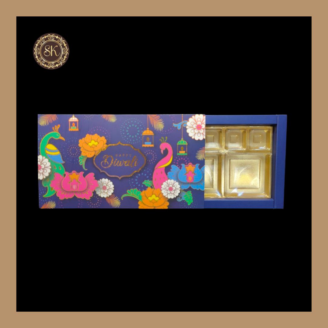 18 Cavity Diwali Box | Golden Cavity | Chocolate Box | Gift Box | Mithai Box | Blue - (With Tray & Lid Cover) Sweetkraft | Baking supplies