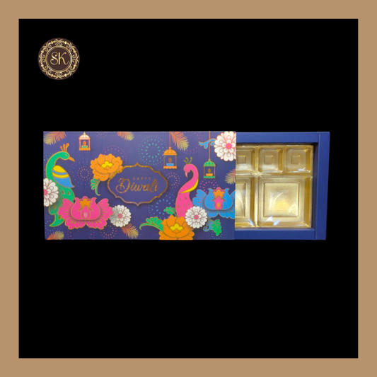 18 Cavity Diwali Box | Golden Cavity | Chocolate Box | Gift Box | Mithai Box | Blue - (With Tray & Lid Cover) Sweetkraft | Baking supplies