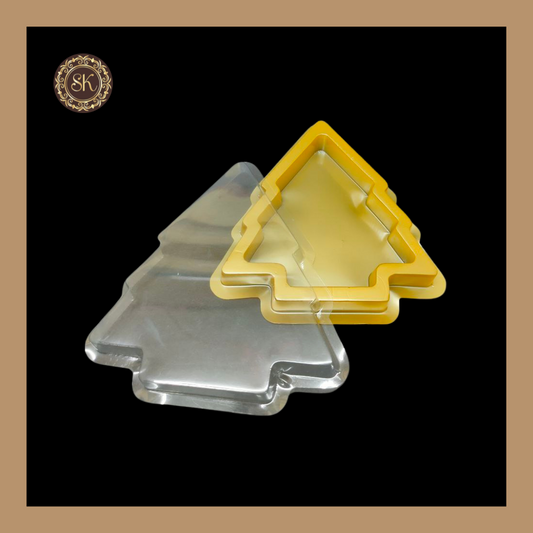 Mini Xmas Tree Chocolate Box | Golden Chocolate Box | Plastic Chocolate Box | Pack of 10 Pieces Sweetkraft | Baking supplies