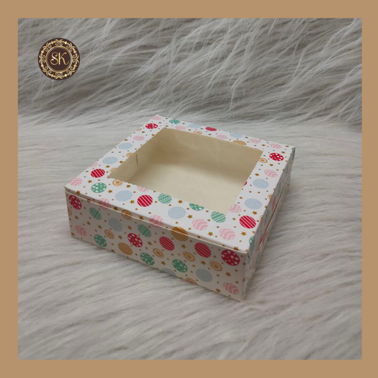 4 Christmas Print Brownie Box | Christmas Brownie Box | Whtie Brownie box Sweetkraft | Baking supplies