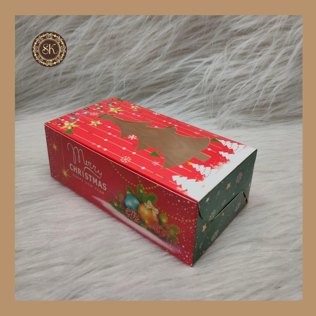 Christmas Print Plum Cake Box | Xmas Plum Cake Box | Red -250gm Sweetkraft | Baking supplies