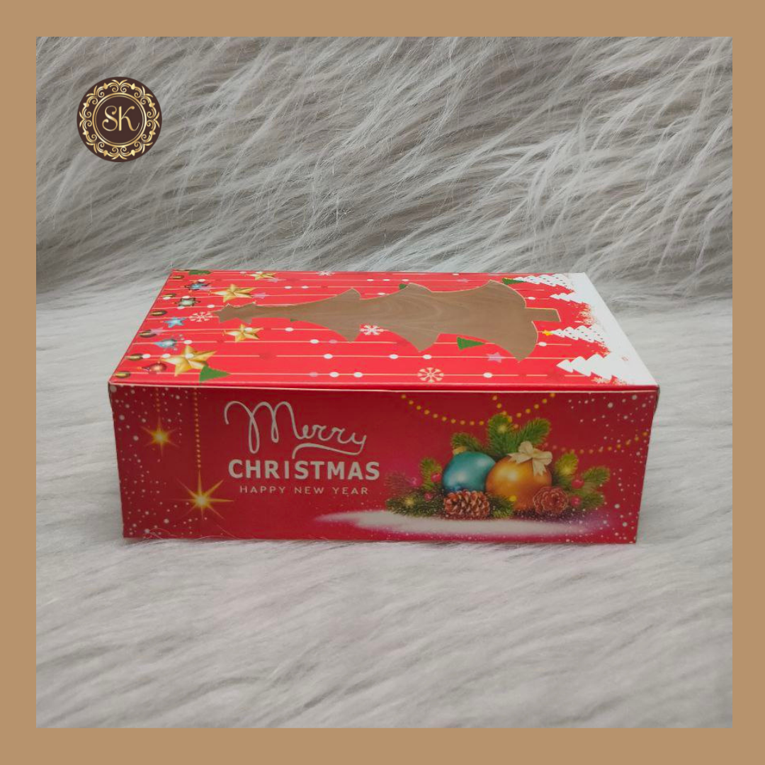 Christmas Print Plum Cake Box | Xmas Plum Cake Box | Red -250gm Sweetkraft | Baking supplies