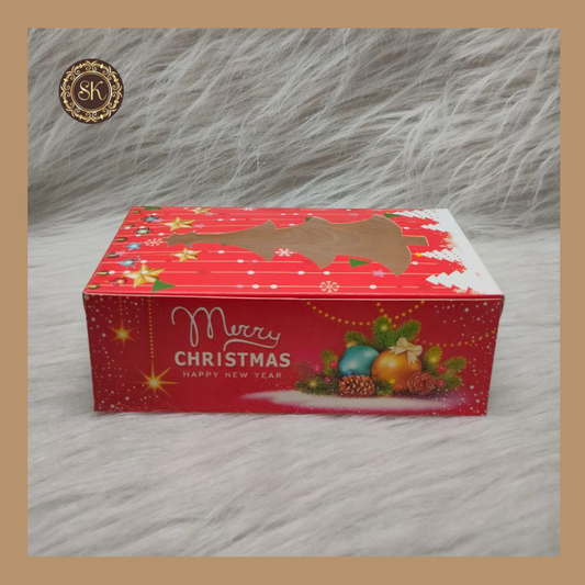 Christmas Print Plum Cake Box | Xmas Plum Cake Box | Red -250gm Sweetkraft | Baking supplies