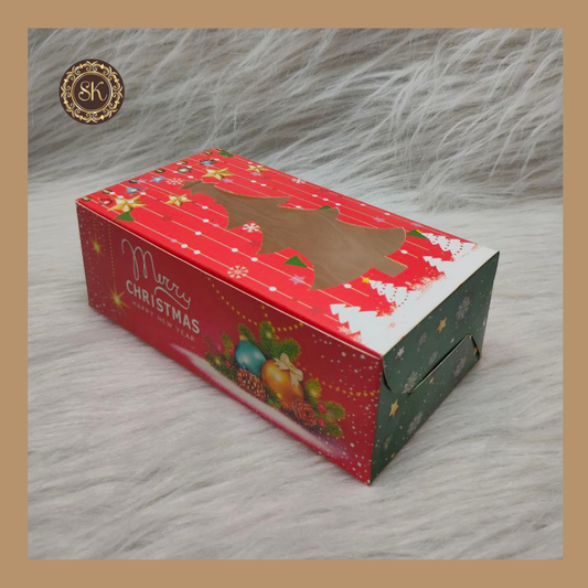 Christmas Print Plum Cake Box | Xmas Plum Cake Box | Red -250gm Sweetkraft | Baking supplies