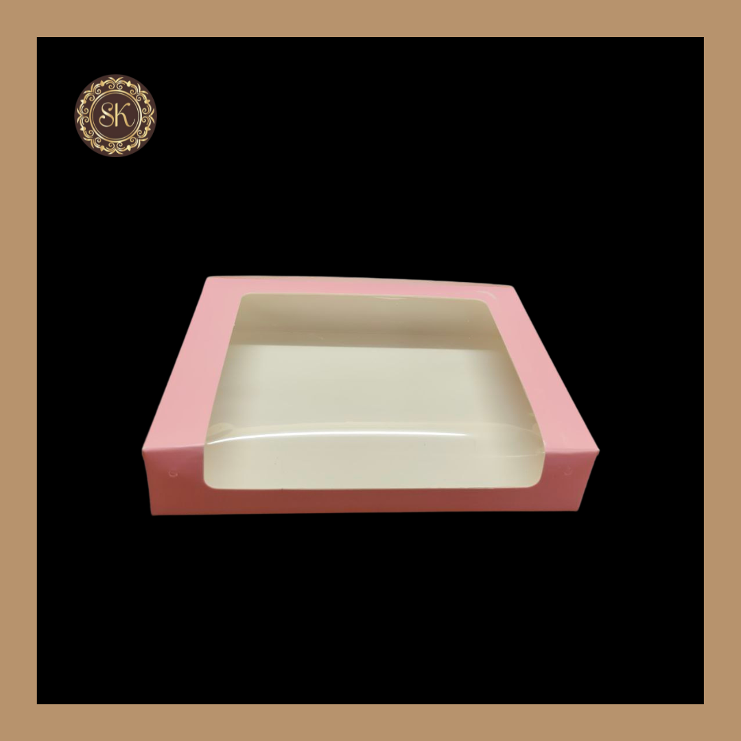 6 Pink Brownie L-Shaped Window Box | Window Brownie Box | Brownie box Sweetkraft | Baking supplies