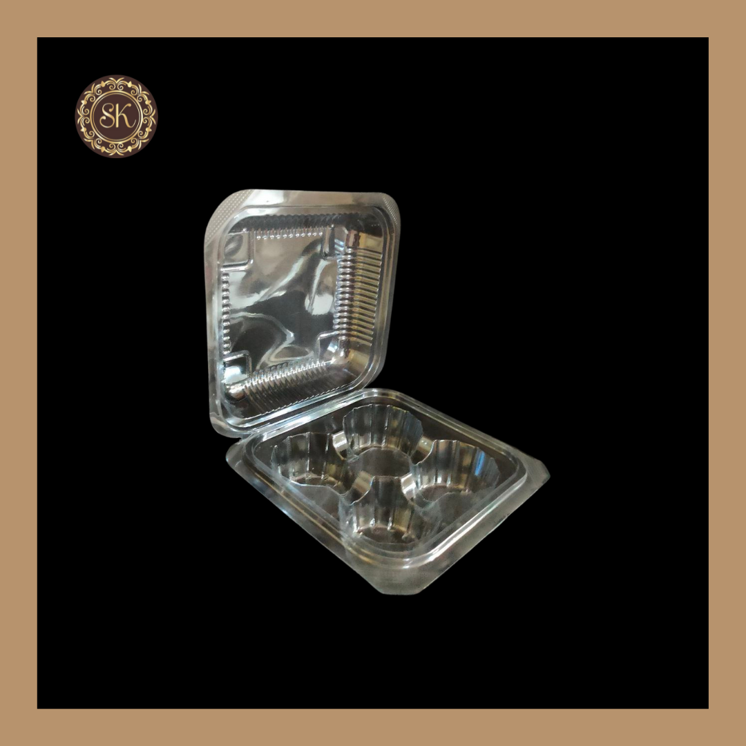 4 Medium Plastic Cupcake Box | Transparent Box | Cupcake Box-003-MF08 Sweetkraft | Baking supplies