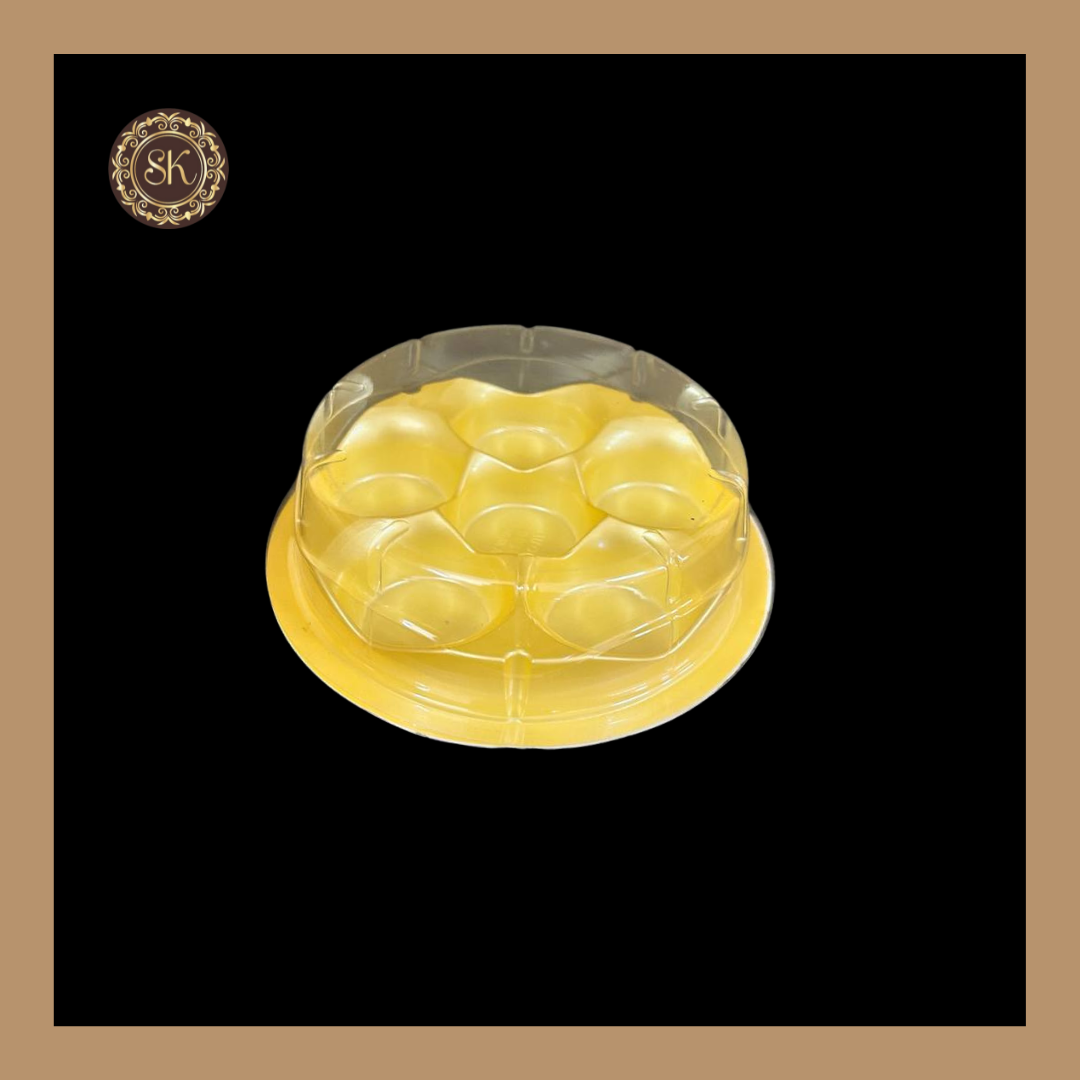 6 Cavity Round Modak Box | Chocolate Modak Box | Yellow Colour ...