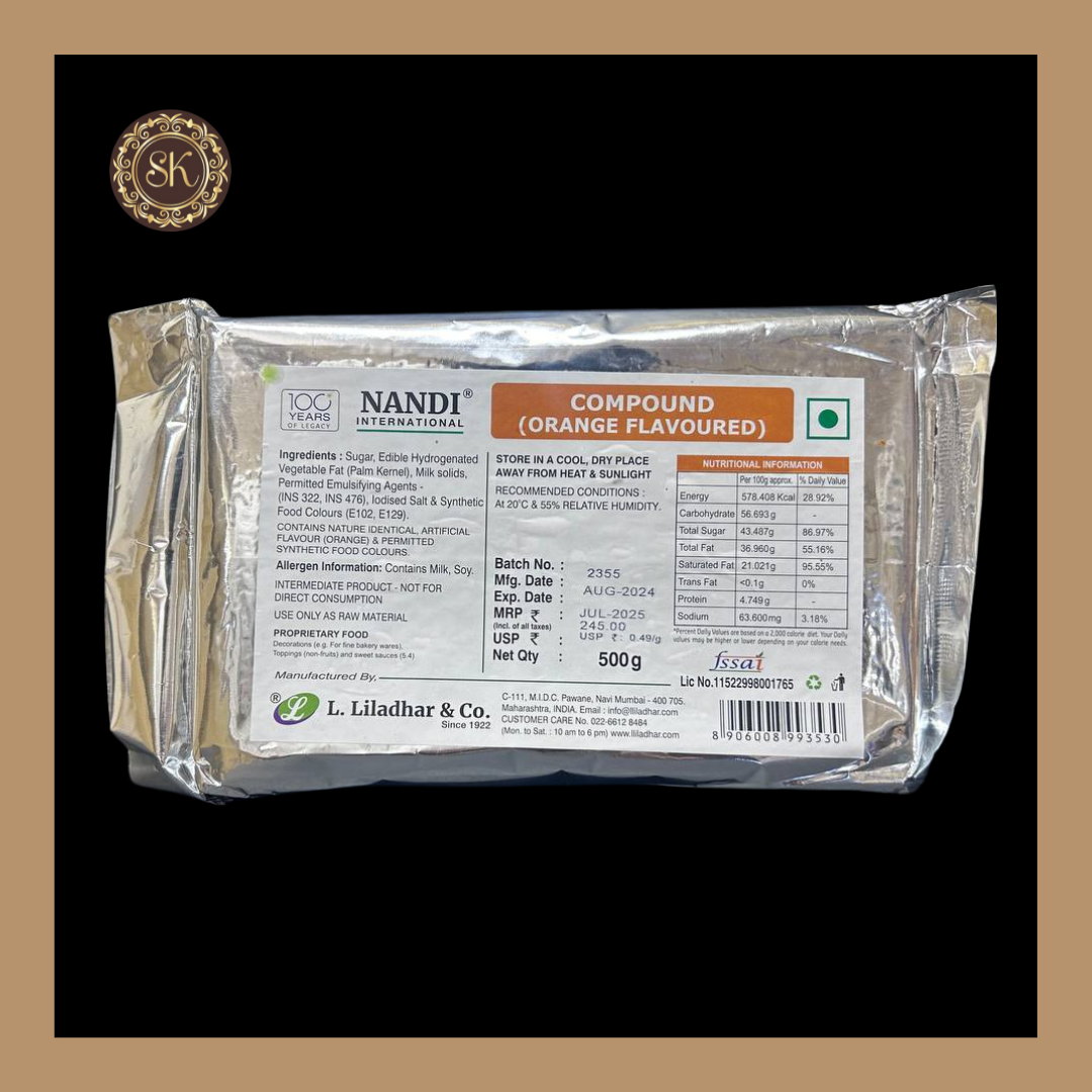 Orange Flavoured Compound 500gms - Nandi Brand Sweetkraft | Baking supplies