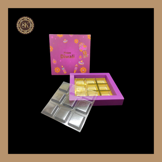 9 Cavity Diwali Box | Golden Cavity | Chocolate Box | Gift Box | Mithai Box | Purple- (With Cavity &amp; Lid Cover) Sweetkraft | Baking supplies