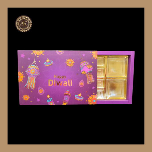 24 DC Diwali Box | Golden Cavity | Chocolate Box | Gift Box | Mithai Box | Purple- (With Tray & Lid Cover) Sweetkraft | Baking supplies