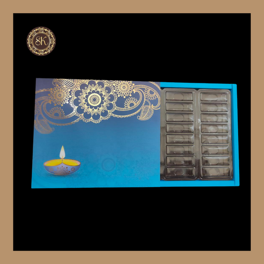 24 Cavity  Diwali Q-Box | Long Cavity Chocolate Box | Diwali Gifting Box | Blue - (With Cavity & Lid Cover) Sweetkraft | Baking supplies