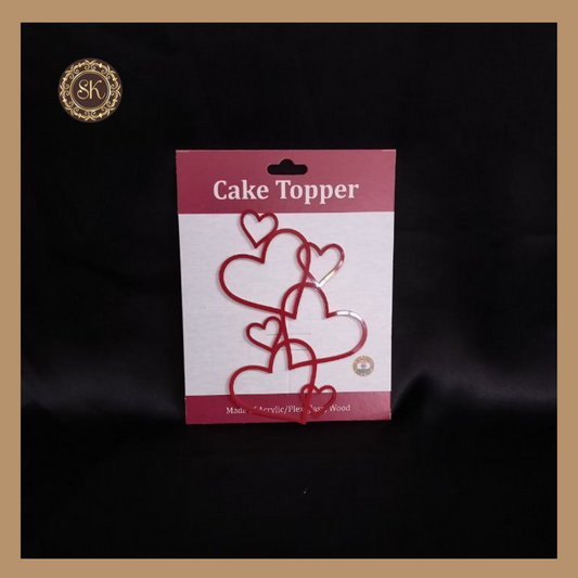 Heart Cake Topper | Acrylic Cake Topper | Cake Topper 5 inch | Pack of 1 -  Red Colour (T.No.001) Sweetkraft | Baking supplies