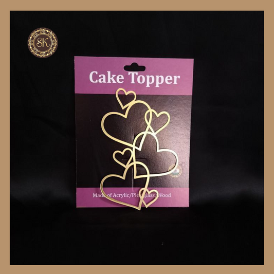 Heart Cake Topper | Acrylic Cake Topper | Cake Topper 5 inch | Pack of 1 - Golden Colour (CT.No.002) Sweetkraft | Baking supplies