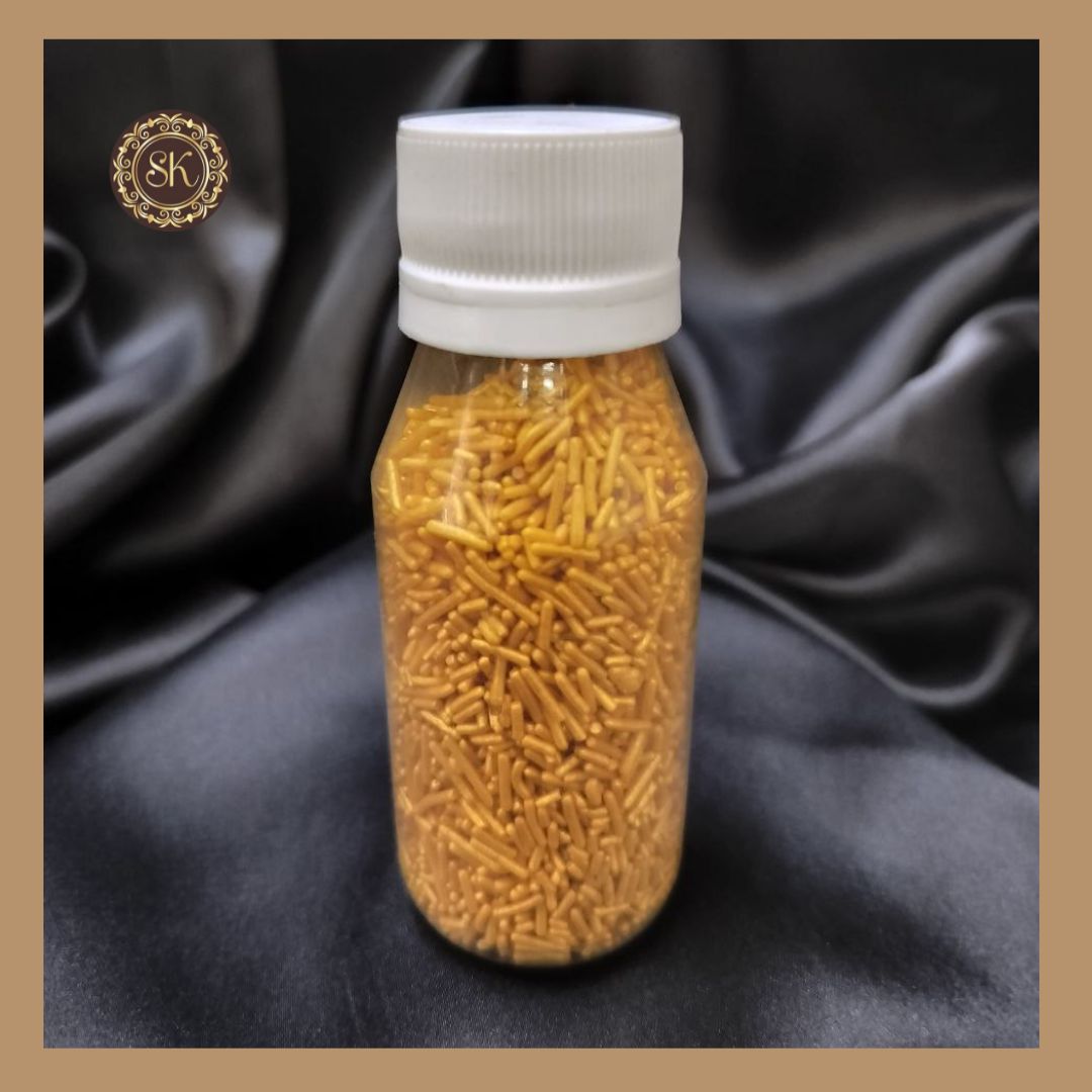 Fancy Candy | Sprinkles | Edible Cake Decoration Items | Cake Topping | Sprinkles For Cake Decoration | Golden Colour | Medium Bottle - (SP-011) Sweetkraft | Baking supplies