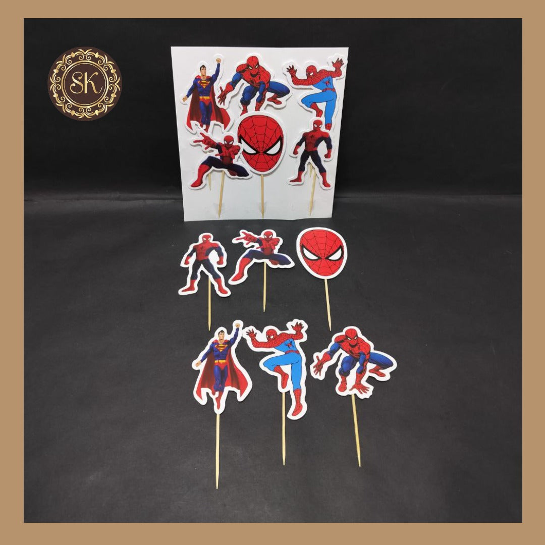 Theme Cake Toppers - 6pcs, Happy Birthday Cake Toppers | Party Cake Toppers | Spider-Man Cake Toppers. Sweetkraft | Baking supplies