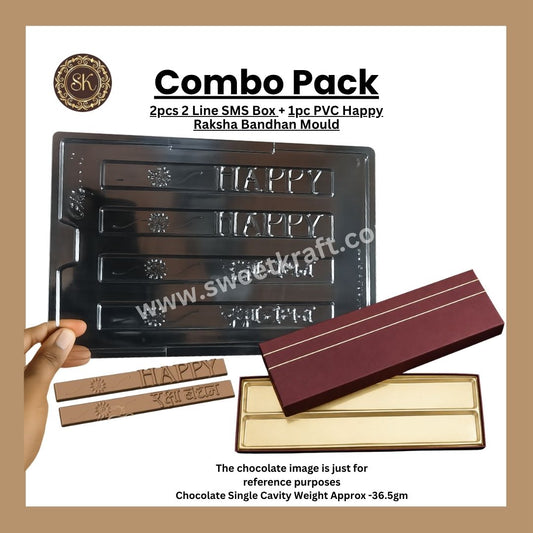 SMS Combo Pack | Happy Raksha Bandhan Mould | 2 Line SMS Box | PVC SMS Mould | Chocolate Mould & Brown 2 line SMS Box