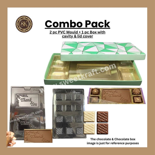10 Cavity Occasion Combo Pack | Thank You PVC Mould | Square PVC Mould | Chocolate Box