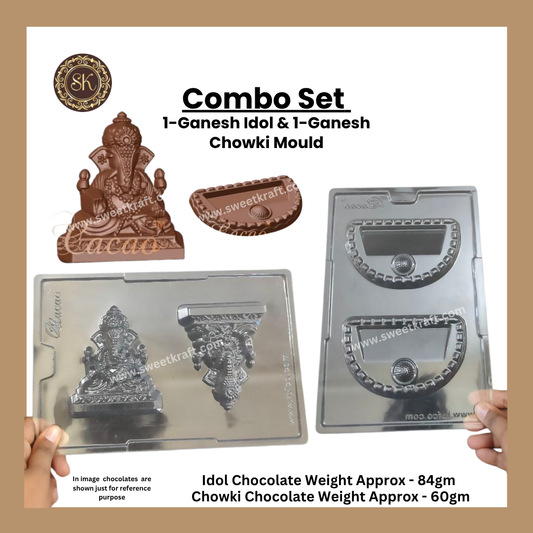Plastic Chocolate Mould | Cacao Mould | Ganesh Idol & Chowki | PVC Plastic Mould | Plastic Molds | Combo Pack (PM-383) Sweetkraft | Baking supplies