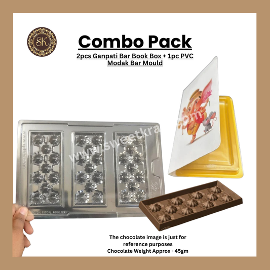 Bar Book Combo Pack | Modak Bar Mould | Ganpati Bar Book Box | PVC Bar Mould | Chocolate Mould
