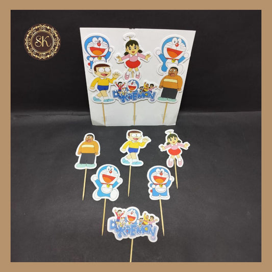 Theme Cake Toppers - 6pcs, Happy Birthday Cake Toppers | Party Cake Toppers | Doraemon Cake Toppers. Sweetkraft | Baking supplies