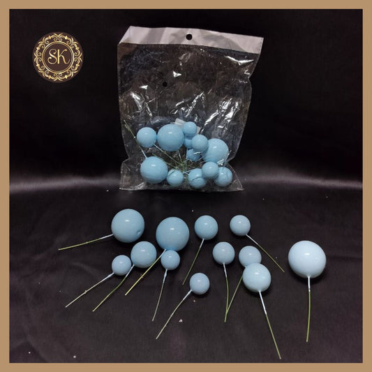 Faux Balls | Pearl Faux Balls | For Cake and Cupcake Decor | Blue - Pack of 12 Pieces.