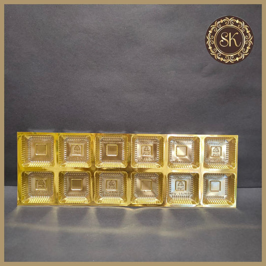 12 cavity golden tray 6*2 - (Pack of 10) Sweetkraft | Baking supplies