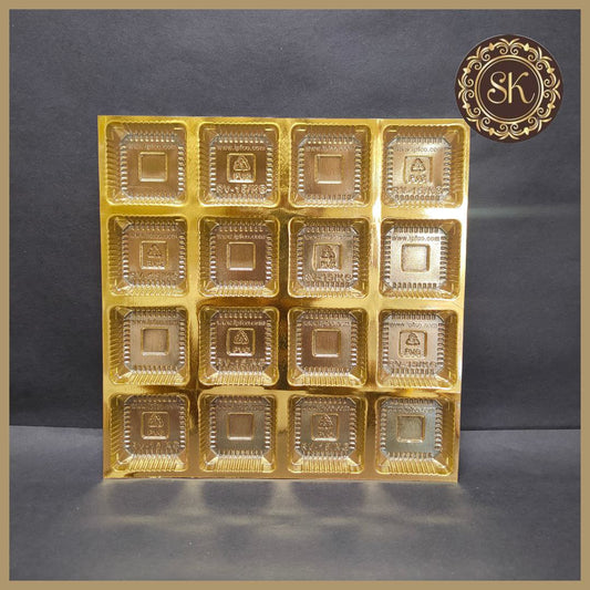 16 cavity golden tray 4*4 - (Pack of 10) Sweetkraft | Baking supplies