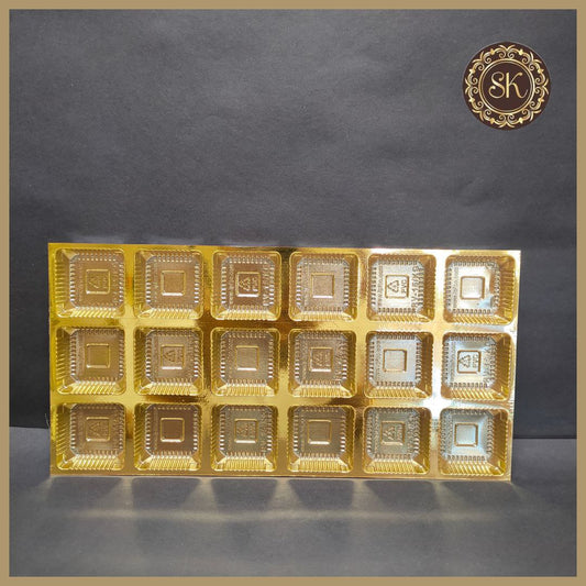 18 cavity golden tray 6*3 - (Pack of 10) Sweetkraft | Baking supplies